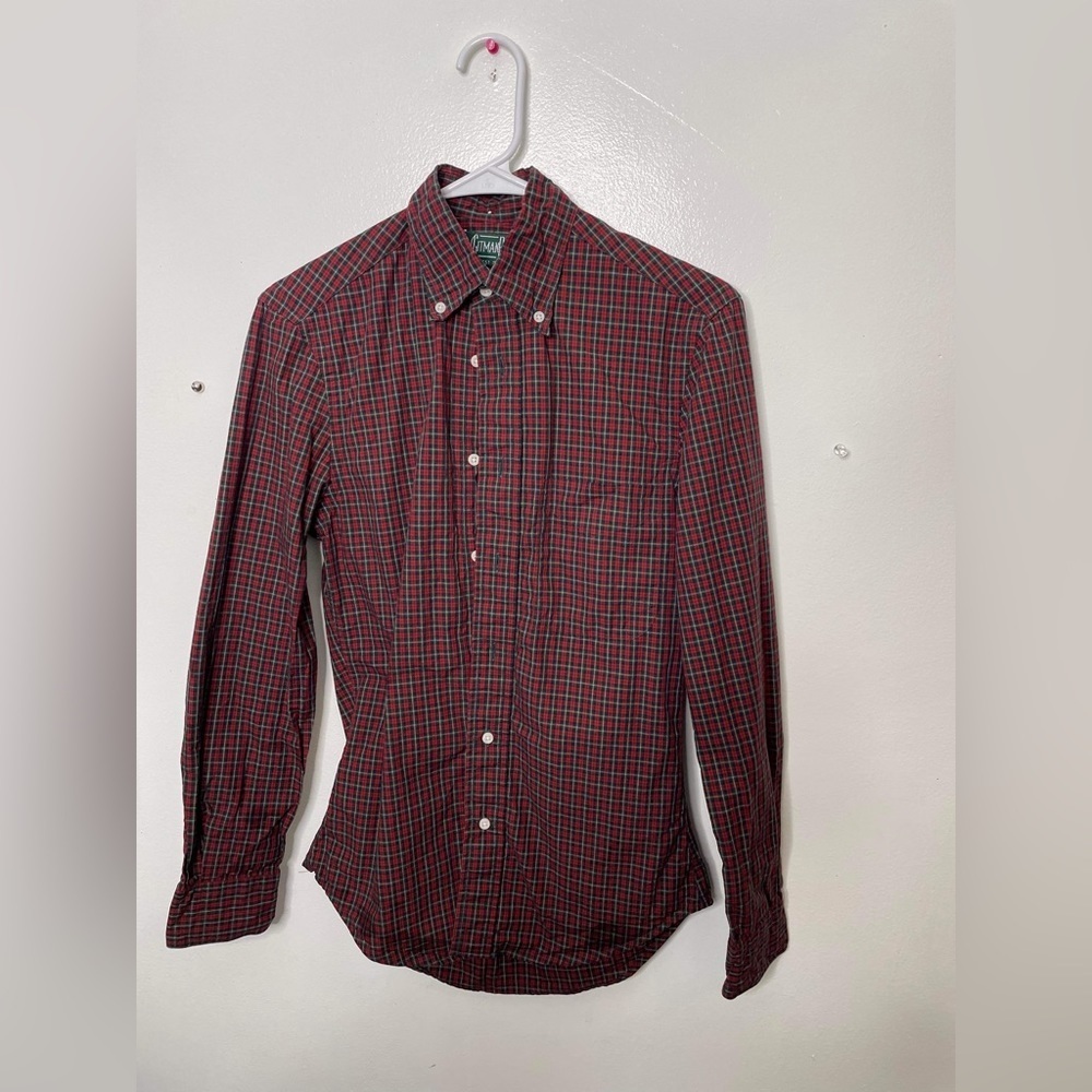 Mens Gitman Bro Vintage Shirt Flannel Red  button down, size extra small